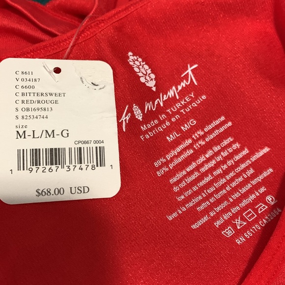 FP MOVEMENT On The Rise Long-Sleeve Layer Top NWT Red Mesh - Picture 11 of 11
